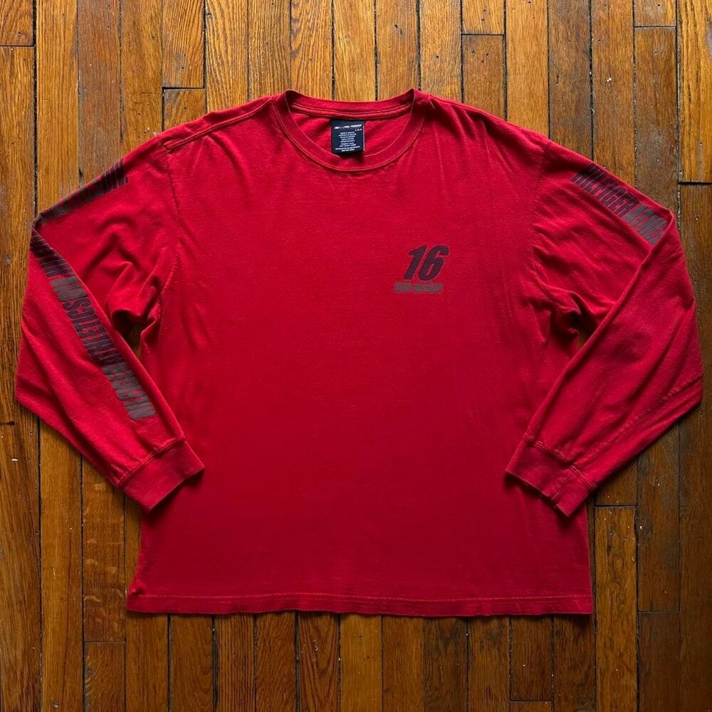 Vintage 90s Hilfiger Athletics Division Number 16 Shirt Men Large Red Reflective